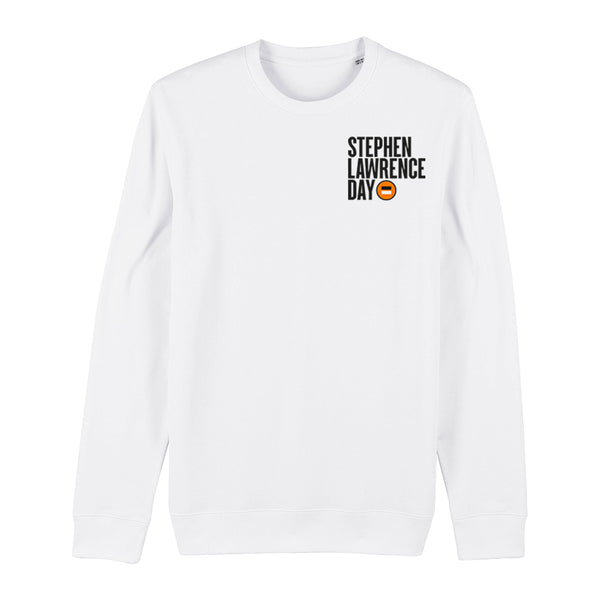 Stephen Lawrence Day Sweatshirt – White Sweatshirt, Black Text