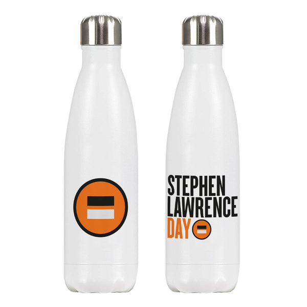 500ml Premium Water Bottle- White with Black and Orange Text and Logo